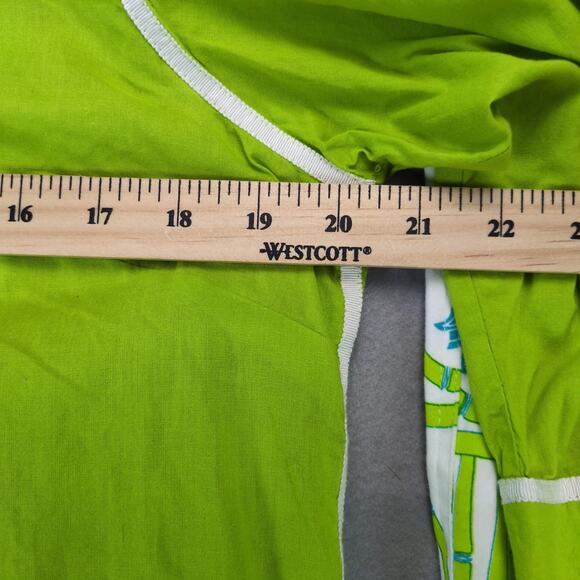 Gretchen Scott 2pc Outfit Women's M Green Button Top Asian Bird Ankle Pant 29x27 - Picture 3 of 10